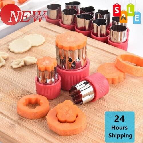 12PCS Vegetable And Fruit Cutting Modeling Set Fruit Biscuit Baking Mold Stainless Steel Cutting Auxiliary Cutting Baked Food
