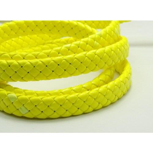 16.4 Feets Neon Yellow Flat Braided Synthetic Leather Cord 10X4mm