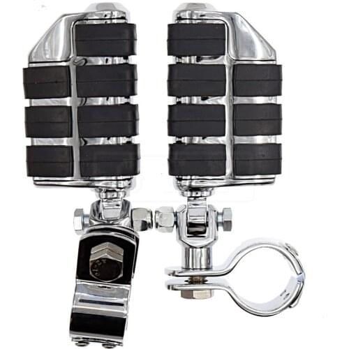 2pcs Motorcycle Chrome Dually Highway Foot Pegs FootPegs For Harley Honda Suzuki Yamaha with 25mm round tubing Clamp 1/4"