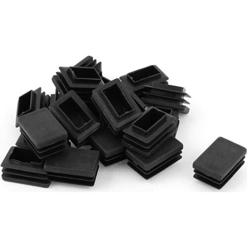 20 pcs Plastic Rectangular End Cap 30mm x 20mm Threaded Pipe Tube Insert Rubber feet