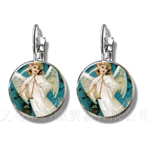 2018 New Christmas Angel Stud Earrings Cute Cartoon Silver Plated Earrings Gift For Women Girls Kids Xmas Present