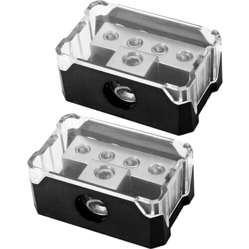 4Way Power Distribution Block 0/2/4 AWG Gauge in 4/8/10 Gauge Out Car Audio Connecting for Audio Splitter X2(1 In 4 Out)