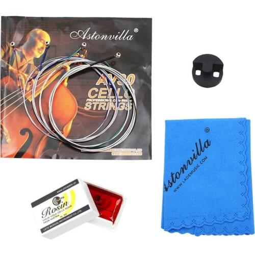 2020 New arrival 4pcs/setCello Accessories steel wire Cello String + pure cotton Wiper + Rosin + Muffler