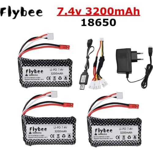 7.4V 3200mAh lipo battery JST Plug 18650 for remote control helicopter toys accessories 7.4 V 2S battery and charger set