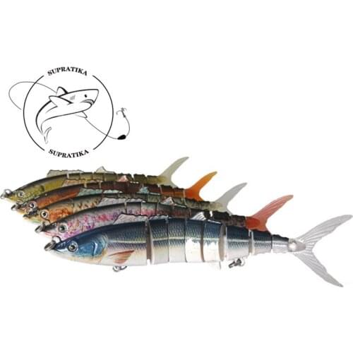 9-Section Artificial Wobbler Plastic Fishing Lure Anti-Corrosion Assisted Hook 177mm/41.5g Multi Jointed Freshwater Hard Bait