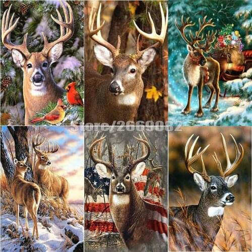 5D DIY Diamond Painting Full Drill Square Deer Embroidery Cross Stitch Animal Diamond Art Home Decor Gift TT1303