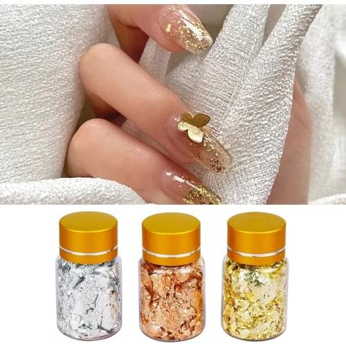 1Bottle Shiny Gold Leaf Flake Sequins Nail Art Jewelry Making Tools Gold Silver Foil DIY Nail Art Decoration Nail Accessories