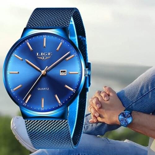 LIGE Mens Watches Top Brand Luxury Men Simple Fashion Watch Ultra-thin 10mm Waterproof Wrist Watch Stainless Steel Quartz Clock