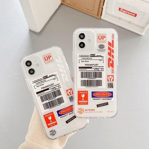 Express Code Label Phone Case For iPhone 11 Pro Max XS Max X XR 7 8 Plus SE 2020 Soft TPU Airbag Cover Case For iPhone 12 12Mini