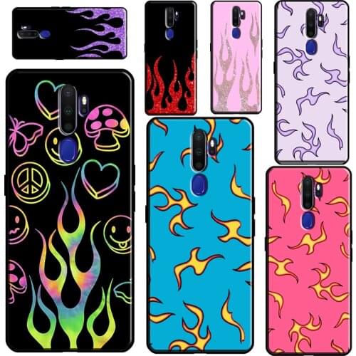 Purple Flames Fire Print Case For OPPO A15 A83 A91 A93 A52 A72 A31 A53 A5 A9 2020 A1K A3S A5S F5 F7 Find X2 X3 Pro