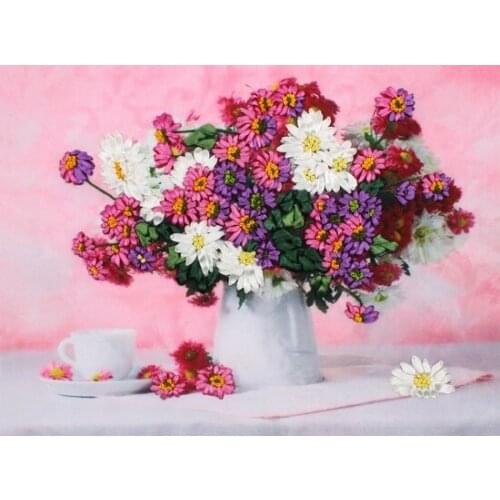 50*40CM 3D daisy flowers Ribbon embroidery kit handcraft kit DIY handmade needlework hand sewing art wall home decor