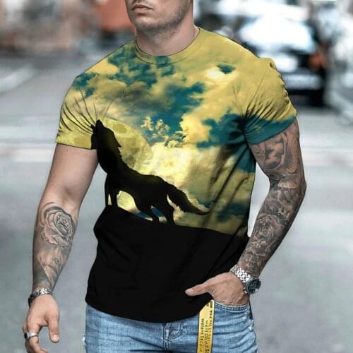 Summer T-shirt Mens Fashion Streetwear Retro Original Style Horned Skull 3D Loose Plus Polyester Material 2021