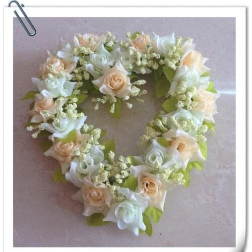 Heart Shaped Rose Artificial Flowers With Flower Garland For Door Wall Decor Wedding Car Decoration Flowers