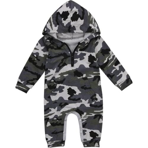 Newborn Baby Infant Boy Girl Camo Romper Hooded Jumpsuit Outfits Clothes New