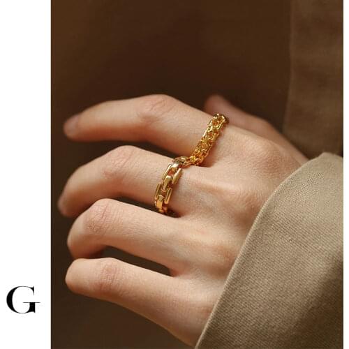 GHIDBK Unique Design Copper Street Style Gold Chain Rings for Hip Hop Lovers 2020 Trendy Statement Hollow Rings Dainty Jewelry