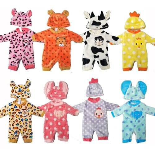 Doll clothes for 43cm Baby dolls clothes cartoon set for 18 inch girl doll cute animal clothes