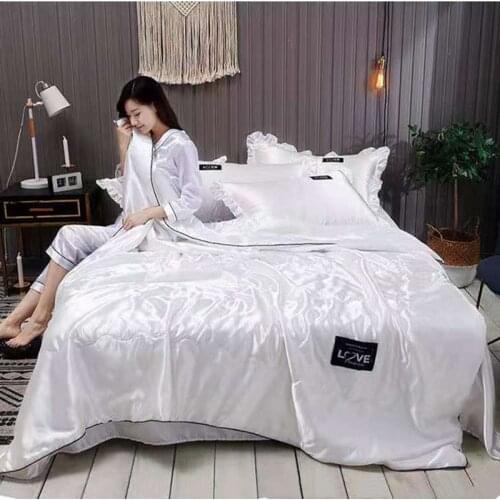 Summer Blanket Ice Silk Quilt Washable Cool Feeling Naked Sleeping Air Condition Thin Duvet Children Twin Queen Bedding