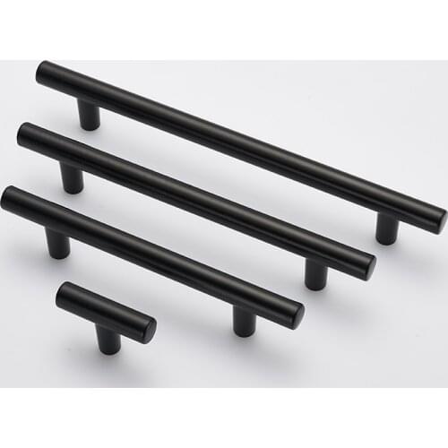 Matt Black square Handle Stainless Steel Cabinet handle Kitchen Door Knob Furniture Drawer Pull 2"~24"