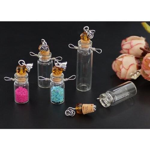 6PCS Mini Glass Cork Bottles DIY Pendants Cork Stopper Storage Vial Empty Sample Jars Wishing Bottle Diy Jewelry Finding