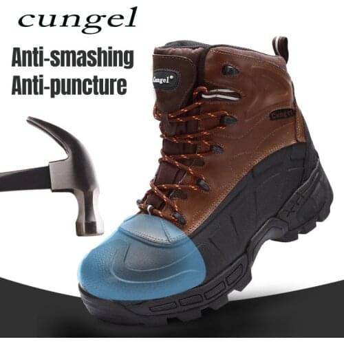 Mens Work Safety Shoes Men Boots Construction Protective Footwear Steel Toe Anti-smashing Non-slip Sand-proof Tactics Shoes