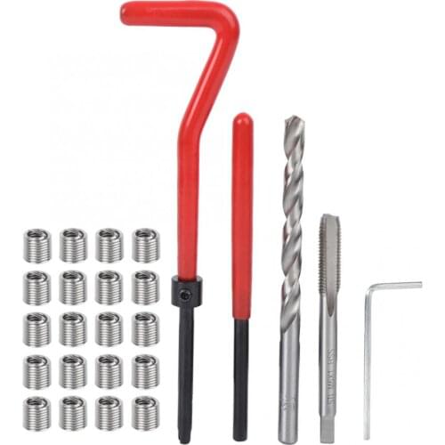 Thread repair kit 25pcs M6 Thread Repair Kit Thread Tap Drill Bit Damaged Threads Repair Tools stainless steel insert for