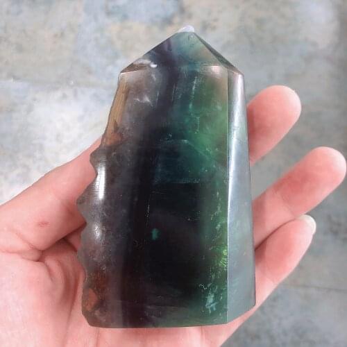 Natural Crystals Quartz Green Fluorite Tower Point Energy Reiki Stones Room Home Office Aquarium Decoration Accessories Gemstone