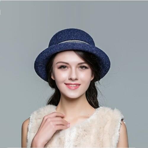 New Arrival Lady Fedoras Hat Female Autumn and Winter New Wool Cap Girls Woolen Curling Small Hat Casual Warm Hat B-7559