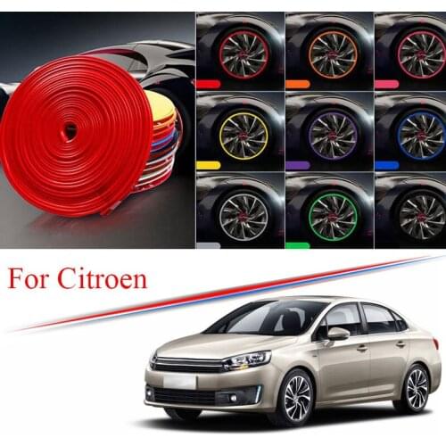 9 Colors Car Wheel Hub Rim for Citroen C4 Picasso C5 C6 C3-XR Plus Edge Protector Ring Tire Strip Guard Rubber Decals 8M