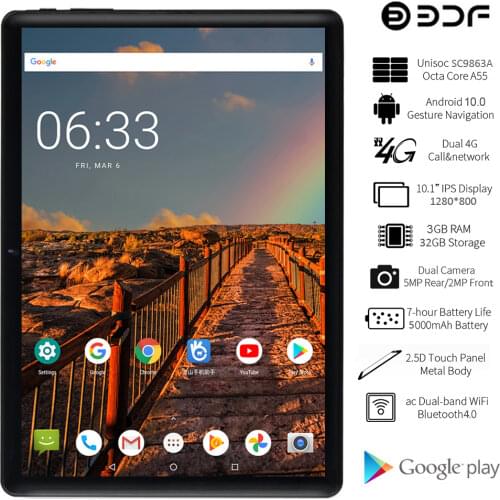 BDF 2021 New Tablet Pc 10 Inch Android 9.0 Tablet Octa Core 2GB/32GB Dual SIM Card 4G LTE Phone Calling Tab 7 8 9 10 Tablet 10.1