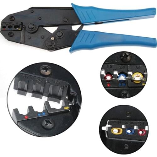 1PC Insulated Terminals Ratchet Crimping Pliers 1.0mm2/2.5mm2/6.0mm2 Cable Capacity Crimp Hand Tools For AWG 20-10 Connectors