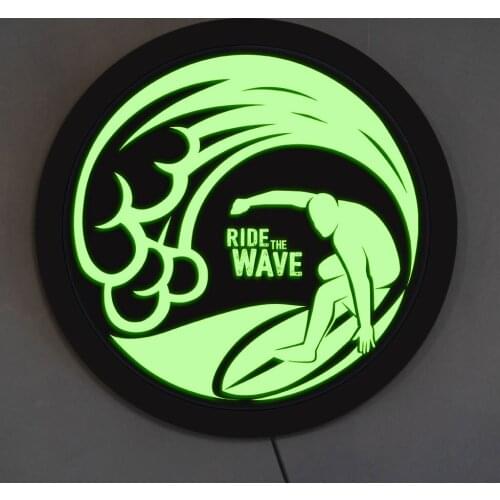 Ride The Wave Surfing Multi-color LED Lighting Wall Art Surf Rider Ocean Wave Beach Decorative LED Neon Lights Surfer Room Decor