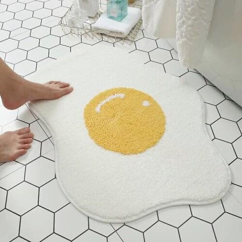 Fluffy Bathroom Carpet Non-slip Bath Mat Absorbent Bathtub Side Foot Pad Nordic Area Rugs Poached Egg Shaped Entrance Door Mats