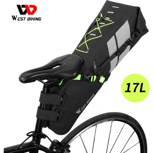 WEST BIKING New Cycling Tail Bag Large Capacity 10L/17L Saddle Bag Waterproof Reflective Foldable Bicycle Bag MTB Road Trunk Bag