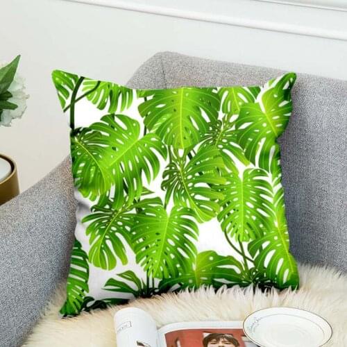 Tropical Plants Pillow Case Polyester Decorative Pillowcases Green Leaves Throw Pillow Cover Square Poszewki Na Poduszki style5