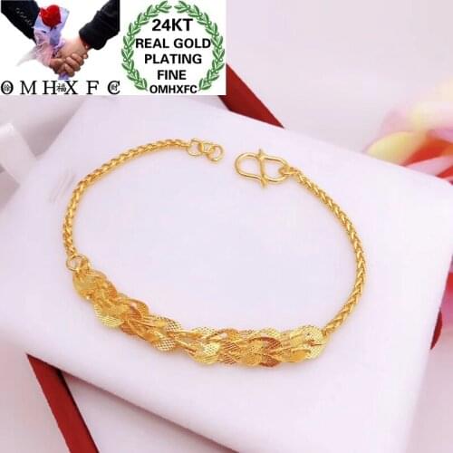 OMHXFC Jewelry Wholesale YM297 European Fashion Hot Fine Woman Girl Party Birthday Wedding Gift Phoenix Tail 24KT Gold Bracelet