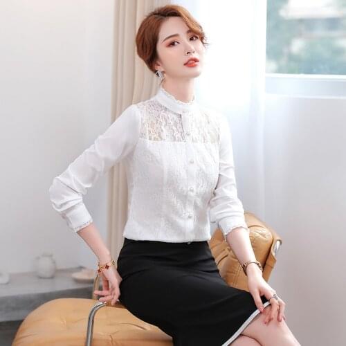 Ladies Office OL Styles Blouses Shirts Elegant White Long Sleeve Blouse for Women Business Work Wear Female Tops Clothes