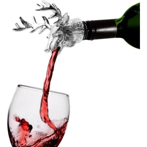 100pcs/lot Hot sale Deer Head Wine Bottle Cork Pourer Stopper Deer Stag Wine Pourer Aerator Wine Stopper Wine Server