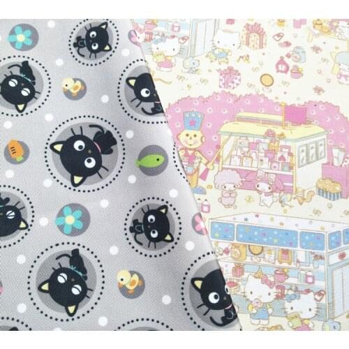 145cm Width Cartoon Black Cat Printed Canvas Fabric For Cushion Cover/Diy Handbag/Slipcover/Curtain DIY Sewing