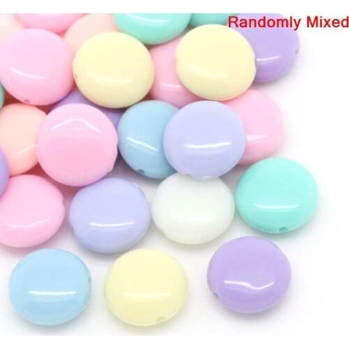 200 PCs Doreen Box Acrylic Spacer Beads Flat Round Mixed Randomly For DIY Bracelet Jewelry Making Findings 12mm x 5m, Hole: 1mm