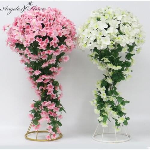 40cm party wedding decor wrought iron road guide artificial flower vine hydrangea rattan wisteria floral ball table centerpieces