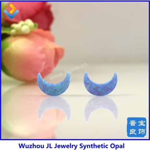 5pieces/lot) 8*11mm Tiny half moon opal shape Synthetic light blue op06 Opal moon for necklace with wholesale price