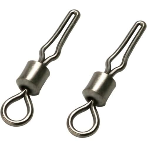 50pcs/lot Stainless Steel Hook Line Connector fishing tackle Ceremony Rolling Rotation clamp Fastener hook line