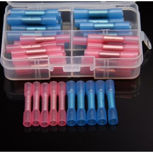50PCS Mix Heat Shrink Connectors Insulated Waterproof Crimp Terminals Seal Butt Electrical Wire Connector 22-10 AWG