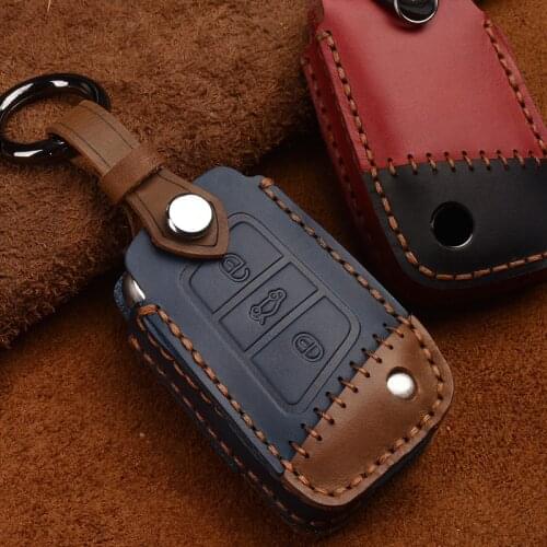 Genuine Leather Key Case Cover For VW Polo Golf 7 Tiguan for Skoda Octavia Kodiaq Karoq for SEAT Ateca Leon Ibiza 2015 2016 2017