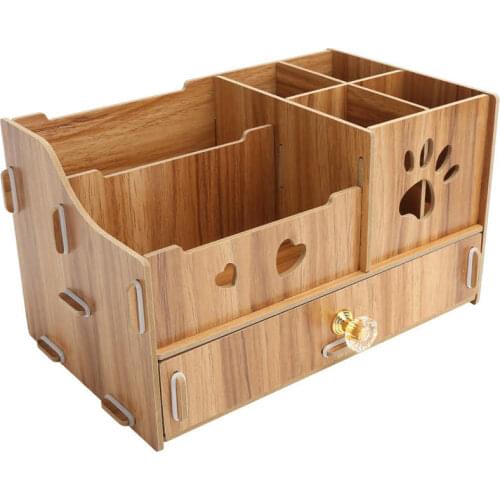 Wooden Pen Organizer Pen Holder Box Elegant Colors Desktop for Home for Office School