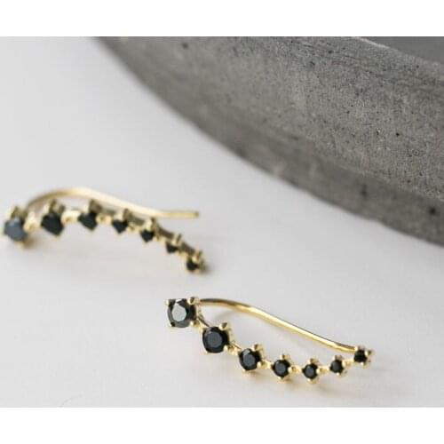Designer original silver inlaid black crystal earrings Chinese style retro elegant light luxury charm female jeweler