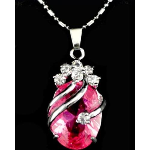 Hot sell Noble- FREE SHIPPING>>>@@ Hot sale new Style >>>>>Pretty pink crystal pendant necklace