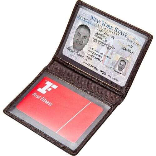 Cow Leather Unisex Credit Card Holder Wallet with ID Window for Men & Women Mini Money Bag fit 4 Cards
