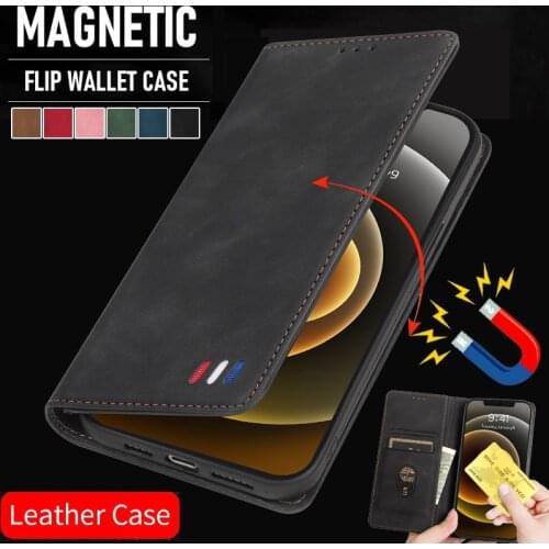 Retro Magnetic Leather Wallet Case For iPhone 12 Pro 11 Pro XS Max XR X SE 2020 8 7 6 6S Plus Card Slots Flip Stand Cover Coque