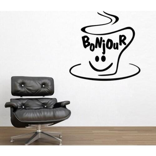 KUCADA bonjour kitchen wall sticker for home decoration removable diy black wallpaper wall decal mural decor WP1543